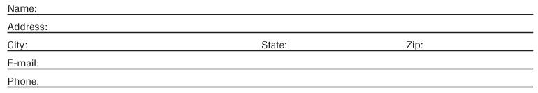 Name, Address, Email, Phone Number