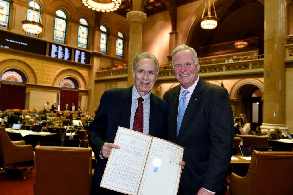 Assemblyman Michael Fitzpatrick (R,C,I,Ref-Smithtown) welcomes Art Shamsky, a member of the 1969 