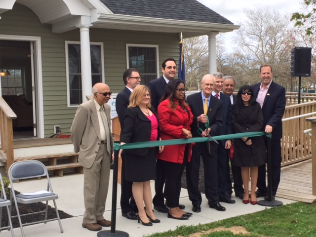 Assemblywoman Jean-Pierre attends the ribbon-cutting for the Smart Energy House at SUNY-Farmingdale with Assemblyman Chad Lupinacci, President of SUNY Farmingdale W. Herbert Keen, President of Long Is
