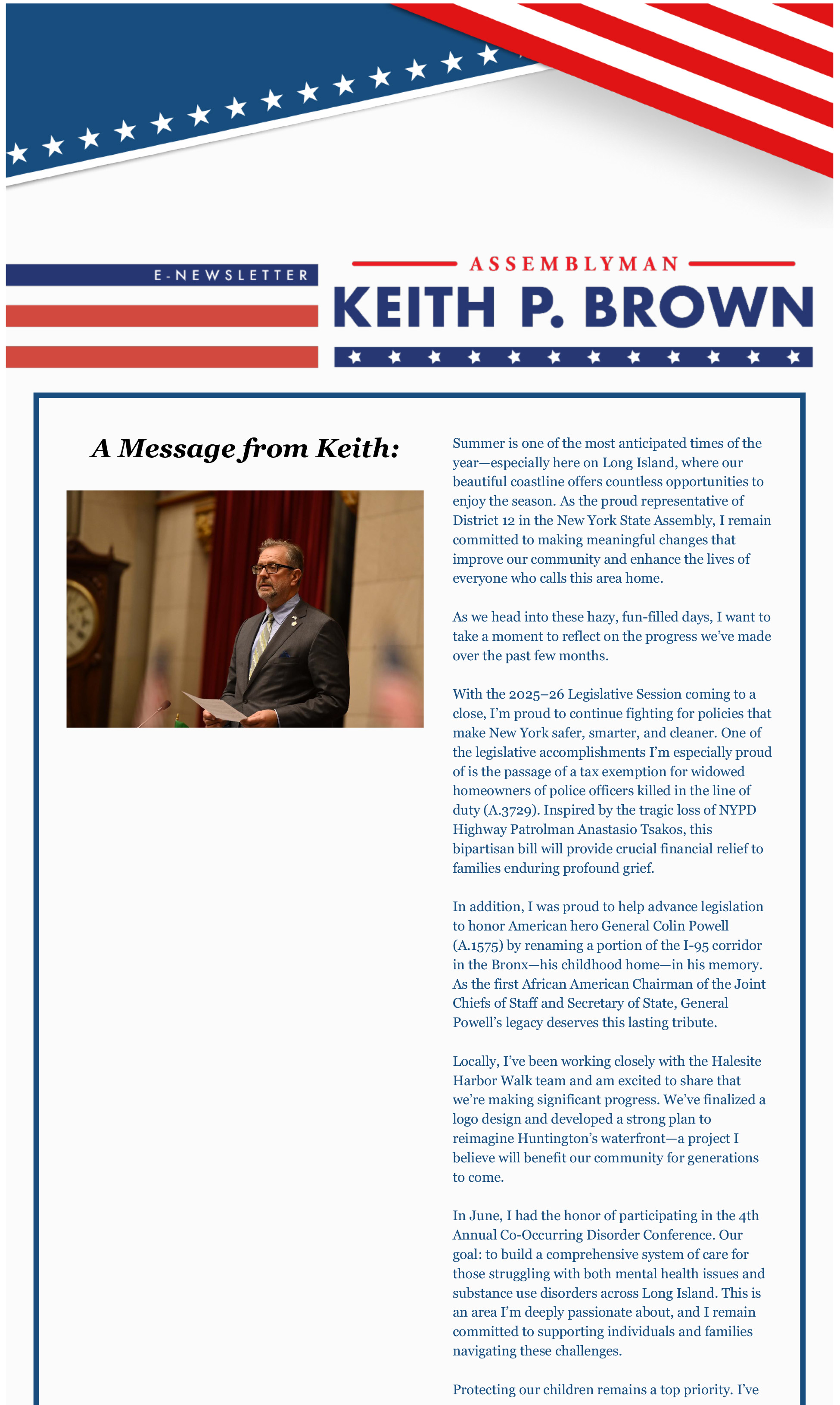 Assemblyman Keith Brown’s 2025 Summer Newsletter