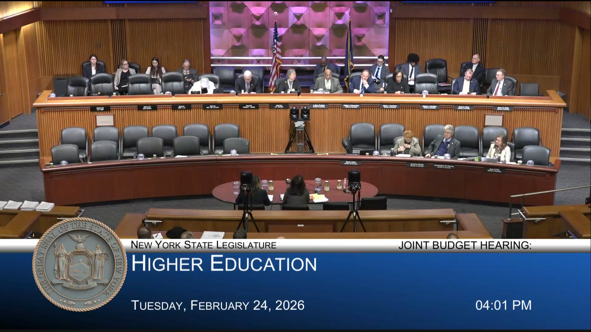 NYS Higher Education Services Corp. Acting President Testifies During Joint Budget Hearing on Higher Education