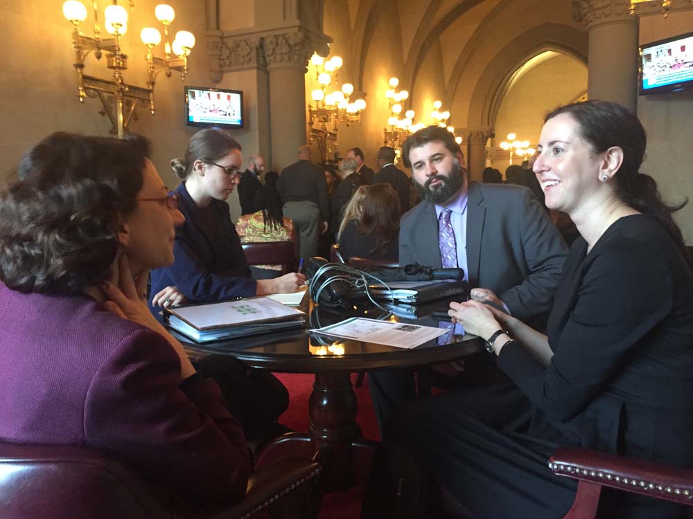 Assemblywoman Nily Rozic met with City Department of Transportation Commissioner Polly Trottenberg in Albany to discuss roads and bridges improvements.