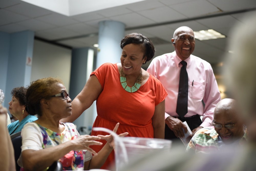 Assemblywoman Hyndman speaking with constituents