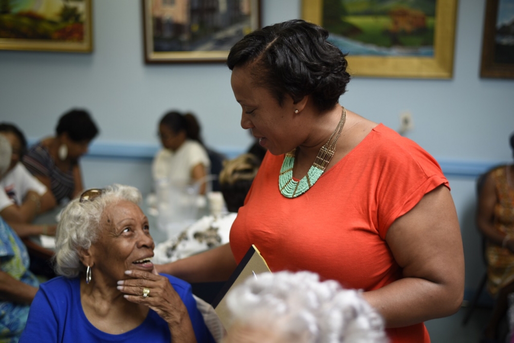 Assemblywoman Hyndman with constituents at senior center