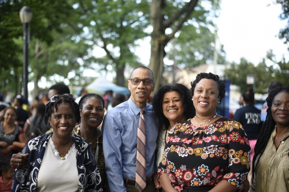 Assemblywoman Hyndman with Queens Library President and CEO Dennis Walcott and staff