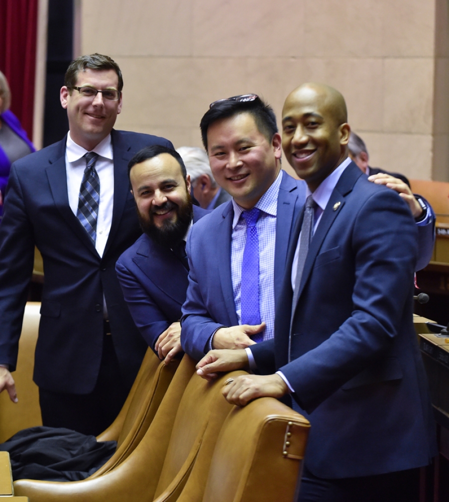 Queens Delegation Meeting in the chamber.