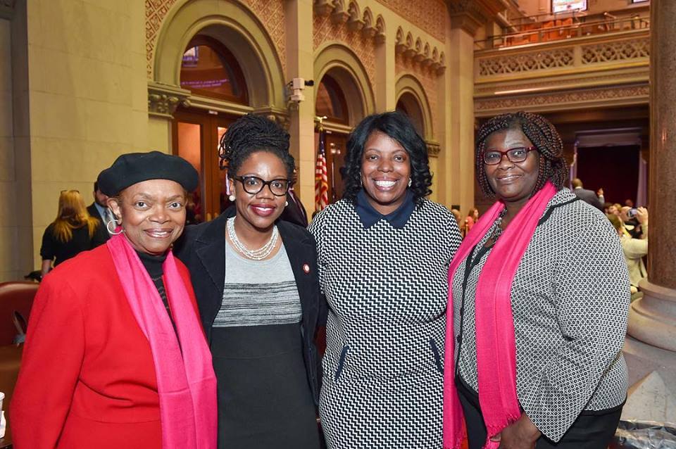 Assemblywoman Latrice Walker, Councilwoman Alicka Samuel, Senator Persaud and Senator Montgomery in the Chambers at the Capitol.