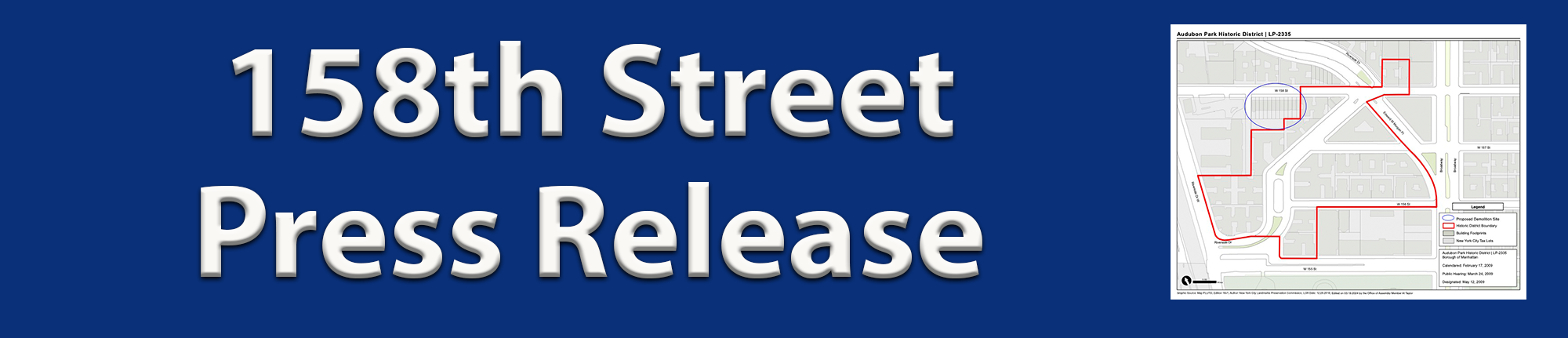 158th Street Press Release