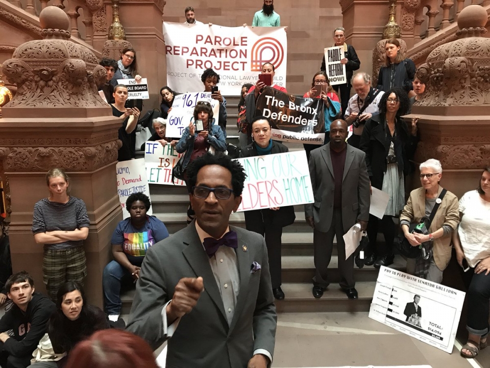 Assemblymember Taylor speaks in the Capitol in Albany in support of a parole reform bill introduced by Assemblymember David I. Weprin, June 5 2018.