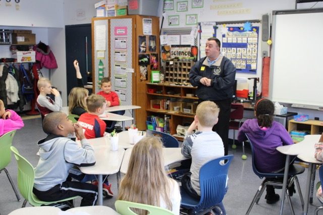 Assemblyman Karl Brabenec (R,C,I-Deerpark) visits with students from George Grant Elementary School