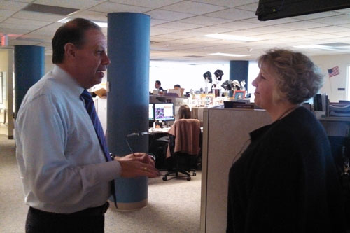 Barrett touring the Central Hudson Gas and Electric call center at their headquarters in Poughkeepsie with President James Laurito during one of her recent stops along the ‘Where the Jobs Are’ Tour