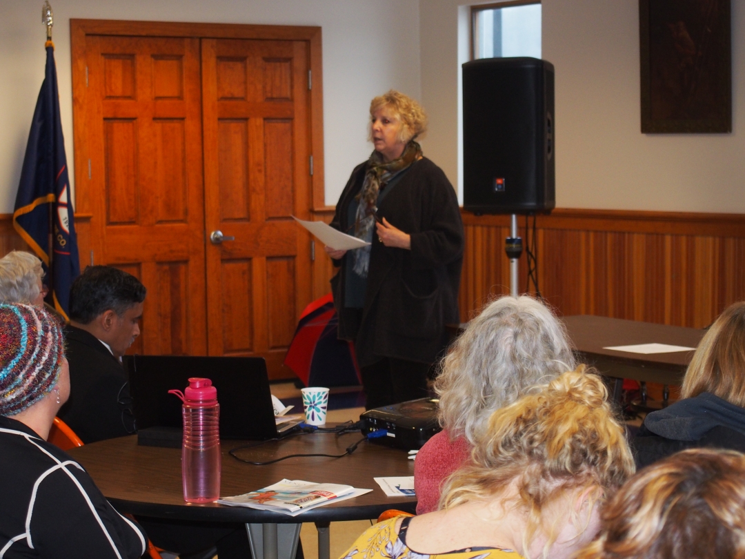 Assemblymember Barrett speaking to a packed audience about Lyme and other tick-borne diseases and their devastating impacts in Dutchess and Columbia Counties.