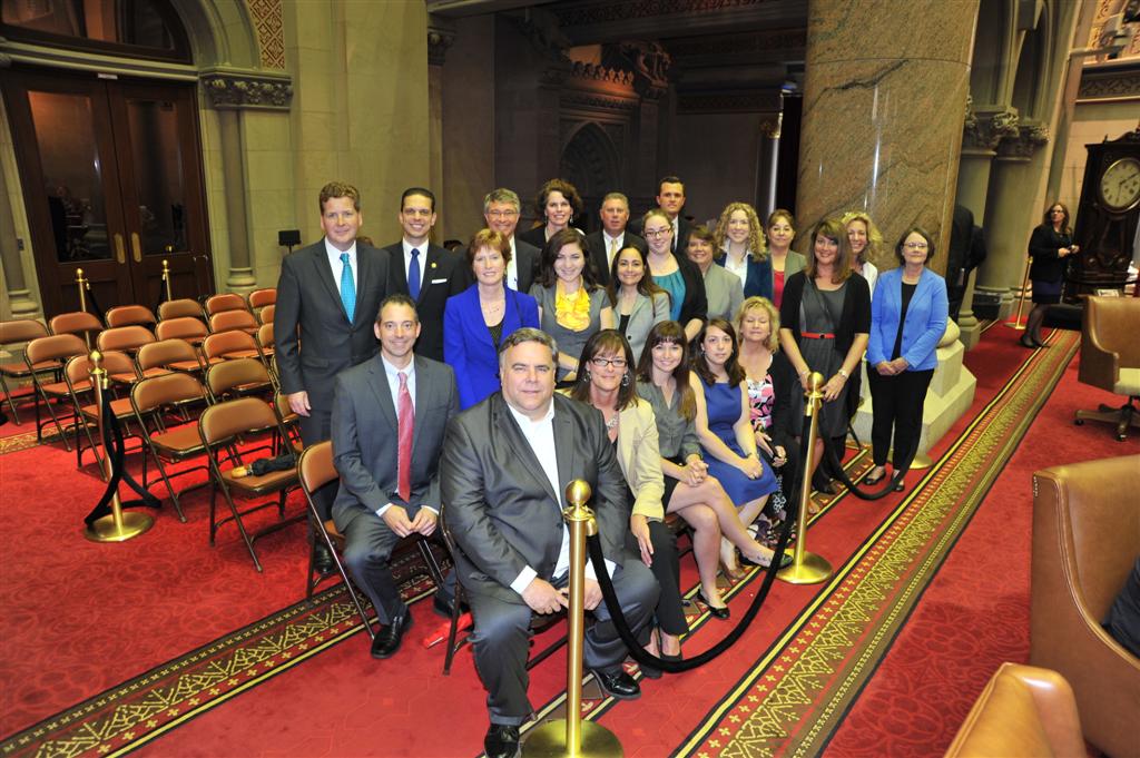 Assemblymembers Fahy, McDonald, Santabarbara and Steck pictured with Albany-Colonie Regional Chamber of Commerce President & CEO Mark Eagan and staff from the Chamber of Commerce.