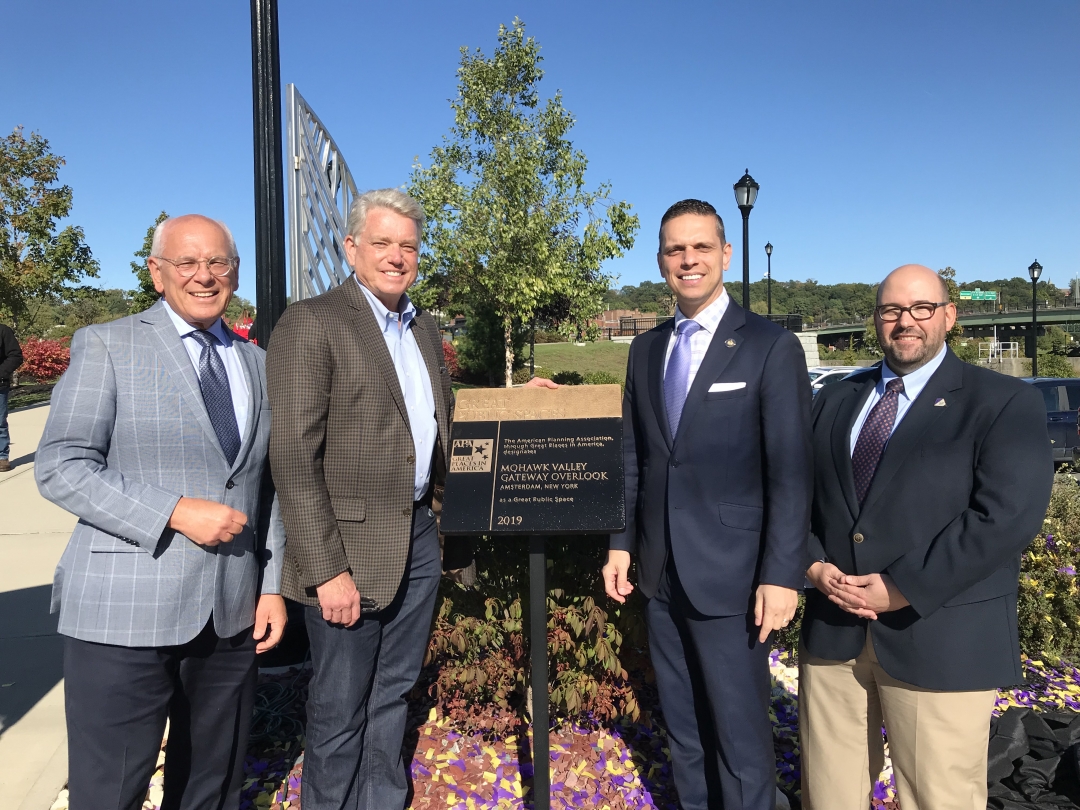 From left to right: Congressman Paul Tonko, Director of the New York State Canal Corporation Brian Stratton, Assemblyman Angelo Santabarbara and Executive Director of the Capital District Regional Pl