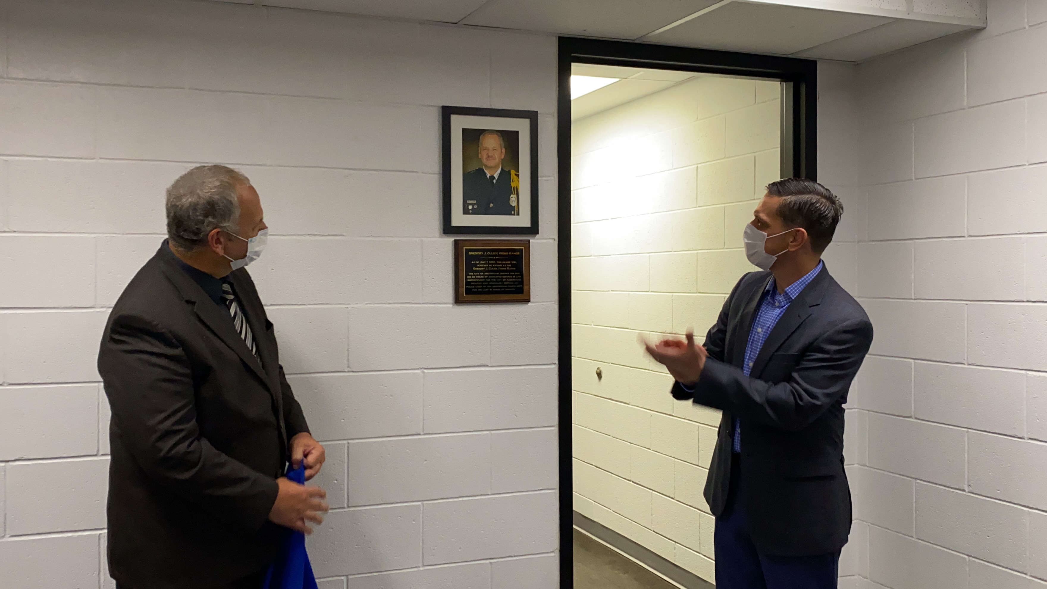 Assemblyman Angelo Santabarbara joined with City of Amsterdam Mayor Michael Cinquanti and the Amsterdam Police Department, to dedicate the departments restored indoor firing range. Assemblyman S