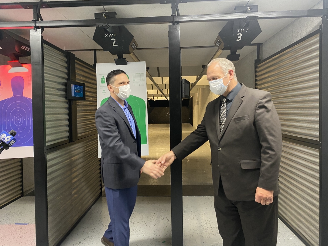 Assemblyman Angelo Santabarbara joined with City of Amsterdam Mayor Michael Cinquanti and the Amsterdam Police Department, to dedicate the departments restored indoor firing range. Assemblyman S
