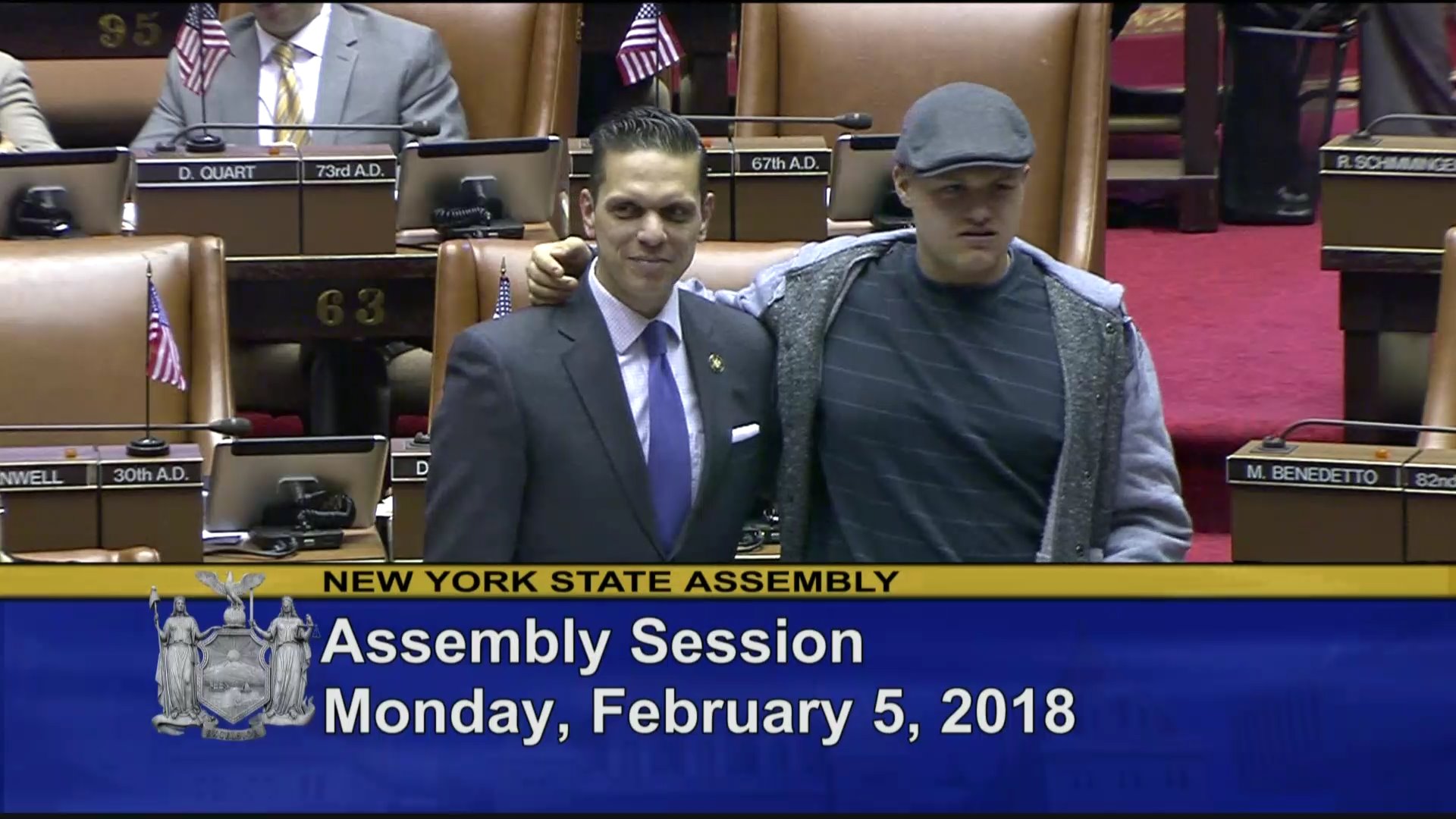 Michael Santabarbara Joins His Father During Assembly Session