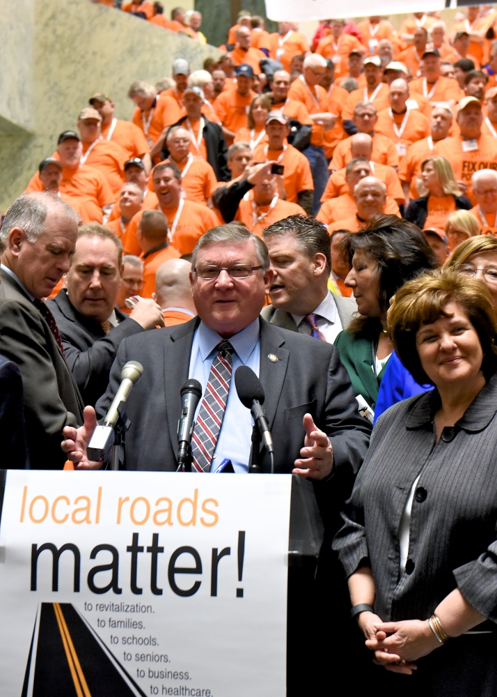 Assemblyman Ken Blankenbush (R,C,I-Black River) speaking at Wednesday's CHIPS rally in Albany