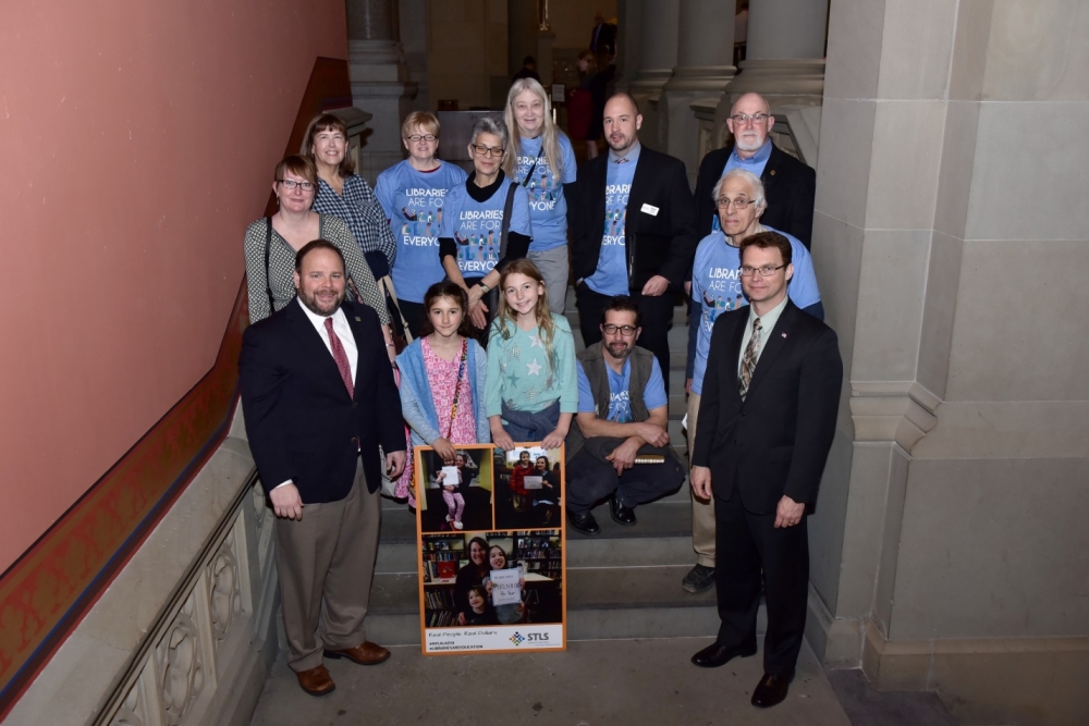 Assemblymen Phil Palmesano (R,C,I-Corning) and Christopher S. Friend (R,C,I-Big Flats) meet with representatives from the Southern Tier Library Association.