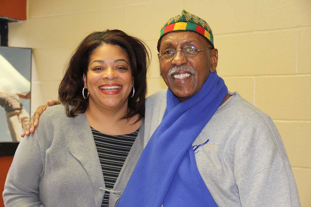 Assemblymember Pamela J. Hunter and community activist Charlie Pierce-El at a roundtable discussion on gun trafficking at the Southwest Community Center in Syracuse on January 15, 2016