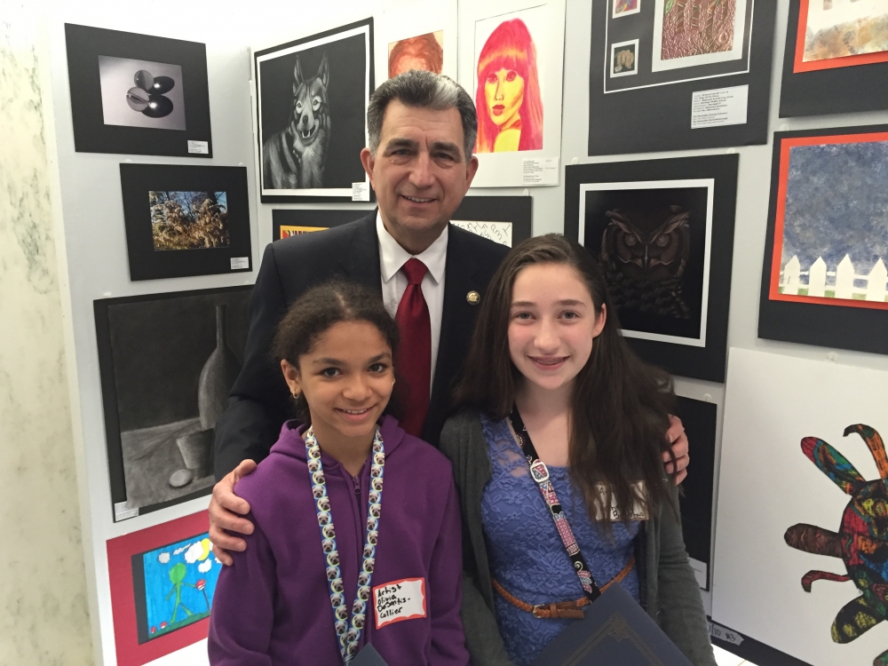 Assemblyman Magnarelli greeted the local recipients of the 26th Annual State-Wide New York Art Teachers Association Legislative Student Art Exhibit: A Celebration of Young Artists in Albany this past