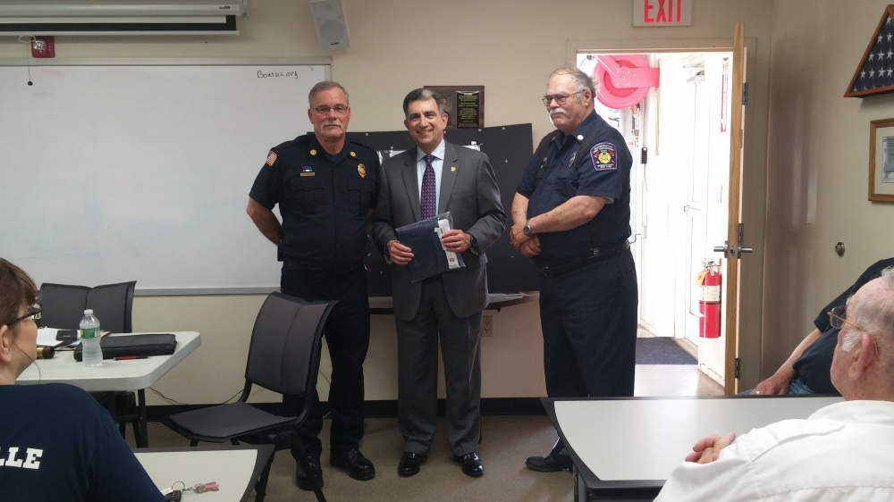 Members of the Baldwinsville Volunteer Fire Company welcomed Assemblyman Magnarelli to their business meeting. In appreciation for their protection and service to the community, Assemblyman Magnarelli