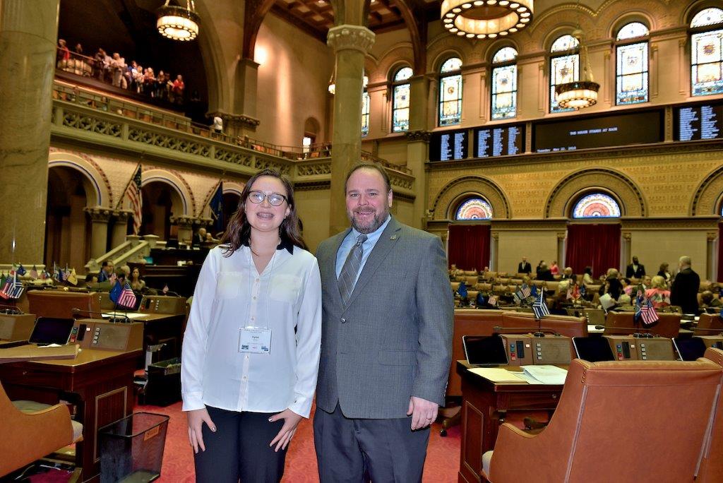 Kylee Miller from Bath, New York and Assemblyman Phil Palmesano pictured in the Assembly Chamber