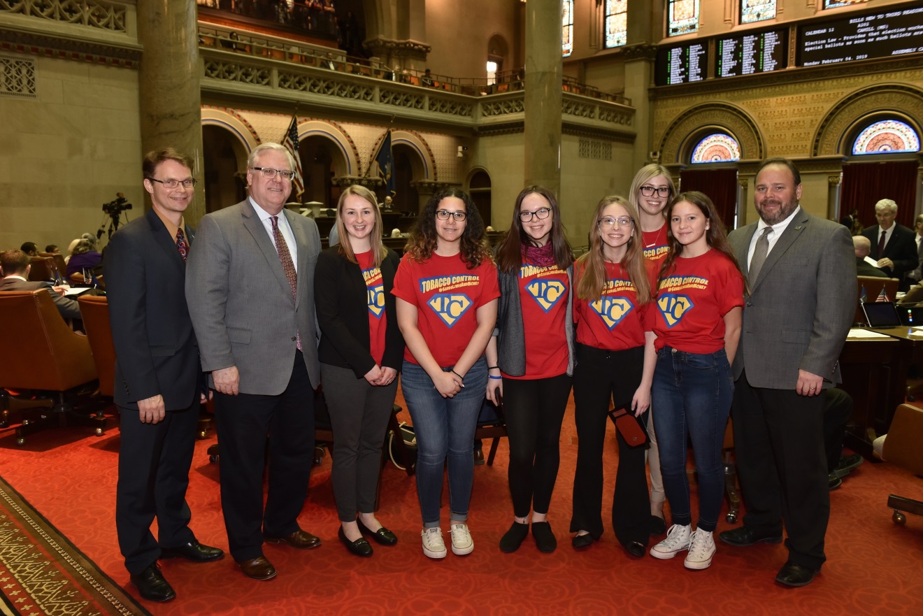 (From left to right: Assemblyman Chris Friend (R,C,I-Big Flats), Sen. Tom OMara, Michelle Larimore (STTAC Community Engagement), Trinity Ford, Savannah Ayers, Amber Updike, Samantha White (STTAC
