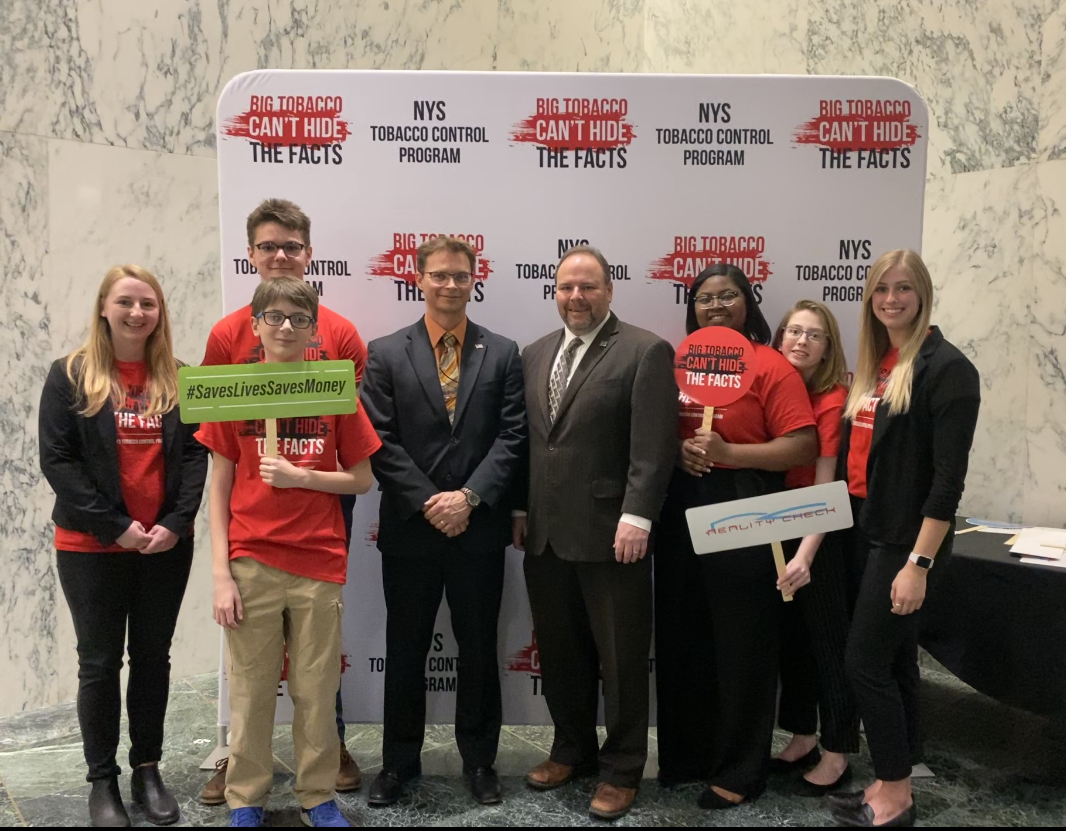 From left to right: Michelle Larimore, Shane Lehman (Corning Painted Post High School), Wally Longwell (Ernie Davis Academy), Assemblyman Chris Friend (R,C,I-Big Flats), Assemblyman Phil Palmesano (R,