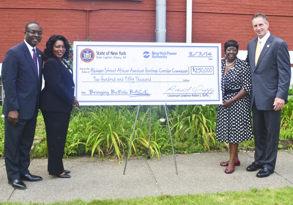 Assemblywoman Crystal Peoples-Stokes at check presentation; highlighting $250,000 in funding to the Michigan Street African American Heritage Corridor Commission.