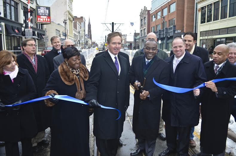 Assemblywoman Crystal Peoples-Stokes at the historic return of vehicles to Main Street’s 600 Block in the heart of the Queen City.