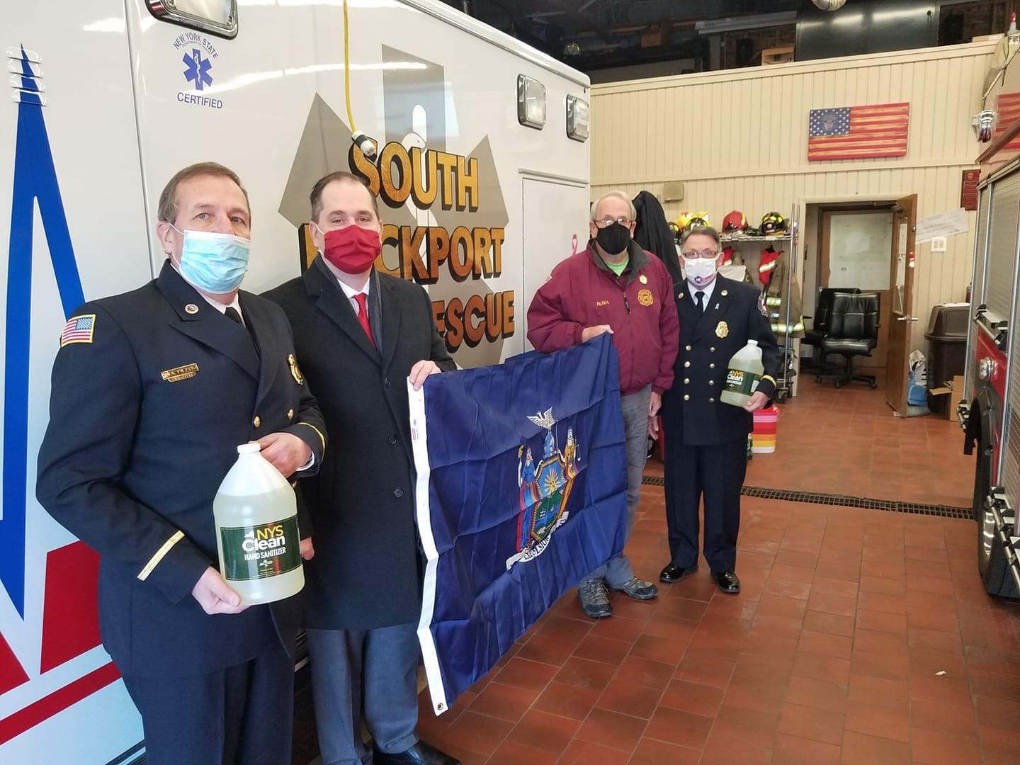 Christmas came a little early this year and I was happy to drop off some hand sanitizer and an official New York State flag to the South Lockport Volunteer Fire Company. Thank you to the Firemen's Ass