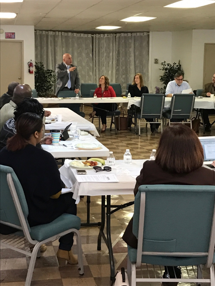 Assemblyman Angelo J. Morinello(R,C,I,Ref-Niagara Falls)  speaking to the NOAH Clergy Caucus and local faith leaders about 'Raise the Age.'