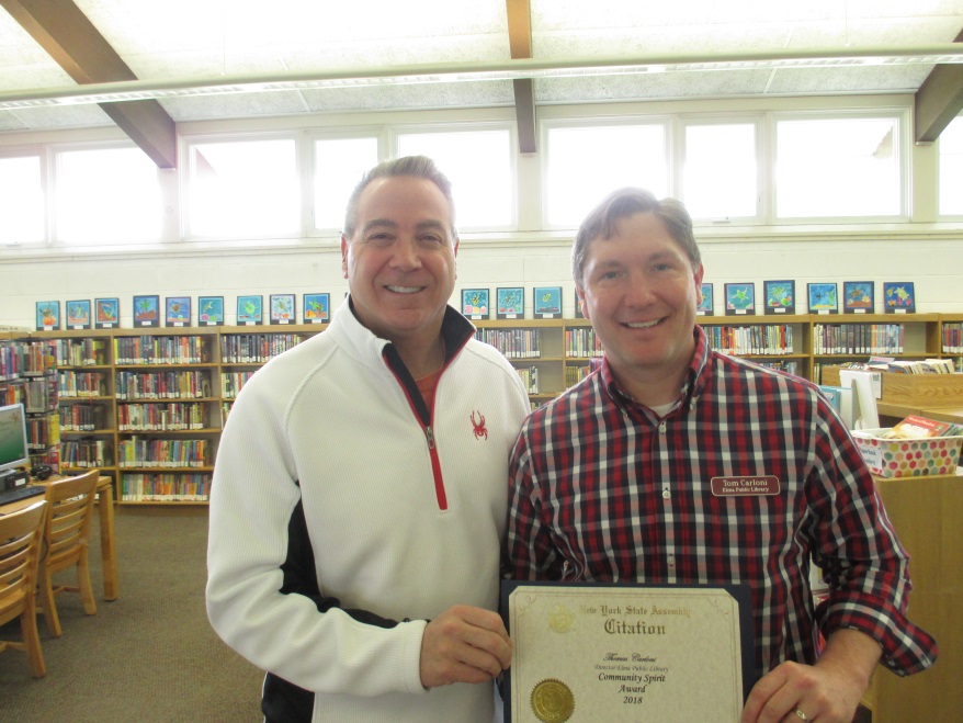 Pictured left to right: Assemblyman David DiPietro (R,C,I-East Aurora) and Elma Library Director Thomas Carloni