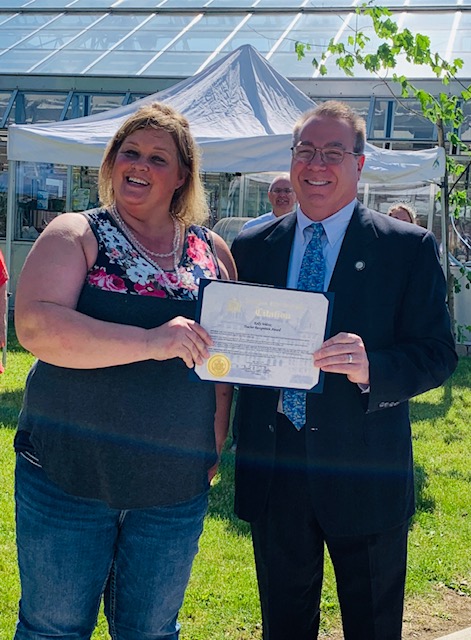 Assemblyman David DiPietro (R,C,I-East Aurora) honoring the June teacher of the month, Kelly Wilcox, on Friday, June 7.