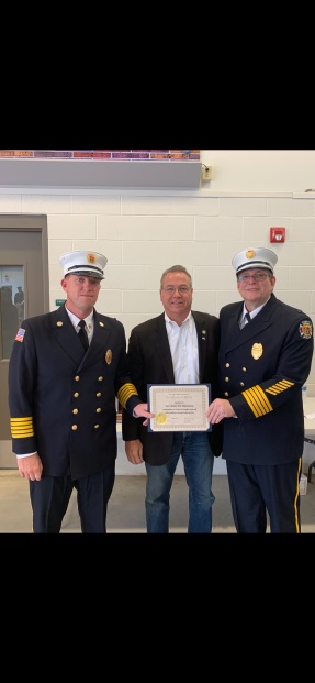 Assemblyman David DiPietro (R,C,I-East Aurora) at the 150th Anniversary of the East Aurora Fire Department with Chief Greg Egloff and Chief Roger Leblanc on Saturday, September 22.