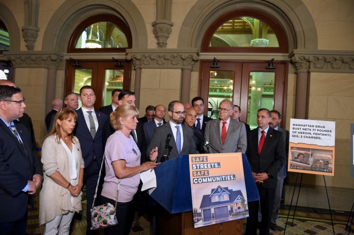 Assemblyman Joseph M. Giglio (R,C,I-Gowanda) at a press conference calling for bail reform in the Capitol on June 12, 2019.
