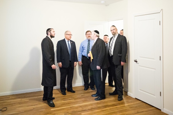 Assembly Member Simcha Eichenstein and Assembly Housing Chair Steven Cymbrowitz visit Culver El in the Borough Park neighborhood of the Brooklyn borough of New York City on Monday, April 15.