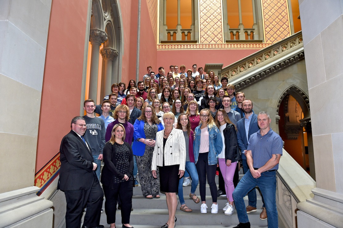 Assemblywoman Mary Beth Walsh (R,C,I-Ballston) welcomes Ballston Spa High School Seniors to the State Capitol on Wednesday, May 29.