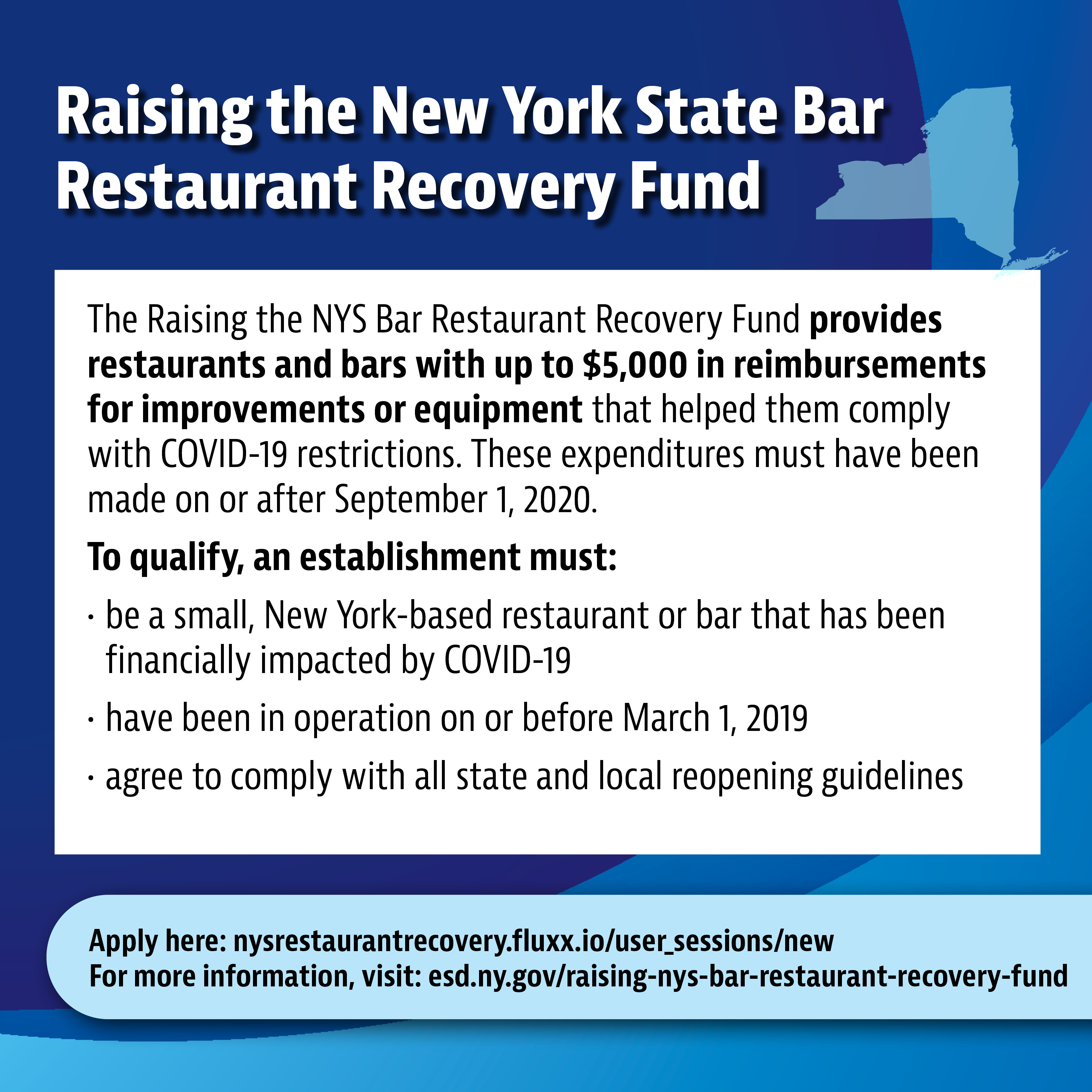 Raising NYS Restauran and Bar Recovery Fund