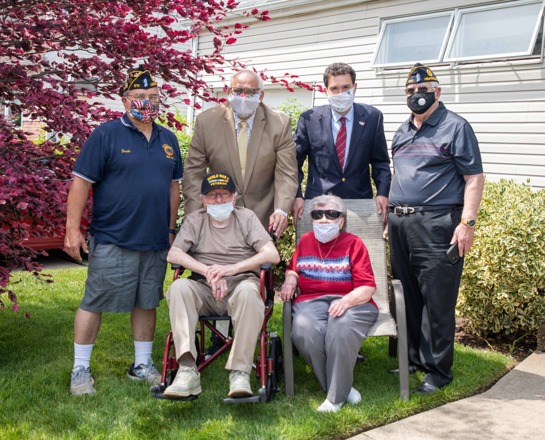 Assemblyman John Mikulin (R,C,I-Bethpage) with (left to right, back row) Commander Frank Marcinek, American Legion Post 1711; Town of Hempstead Councilman Dennis Dunne; Mikulin; Nassau County American Legion Vice Commander Frank Neal; and (left to right, 