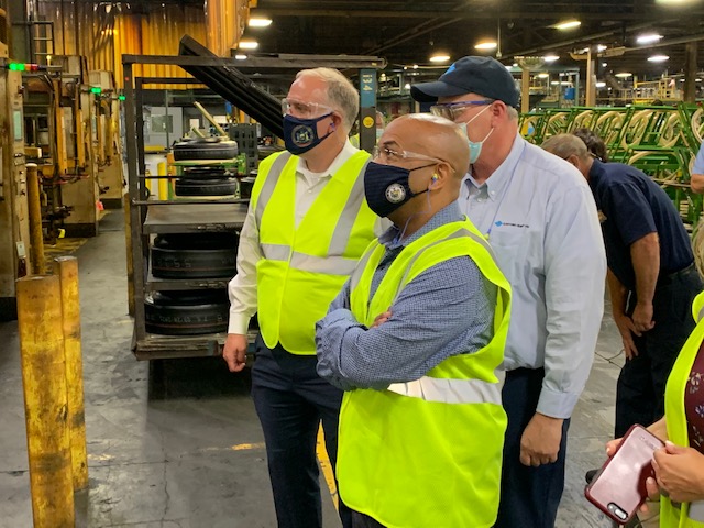 Pictured in the second photo with Speaker Heastie at Sumitomo Rubber USA, LLC is Assemblymember William Conrad.